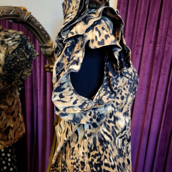 Vintage Early 90's Leopard Print Ruffle Top - Picture 4 of 7